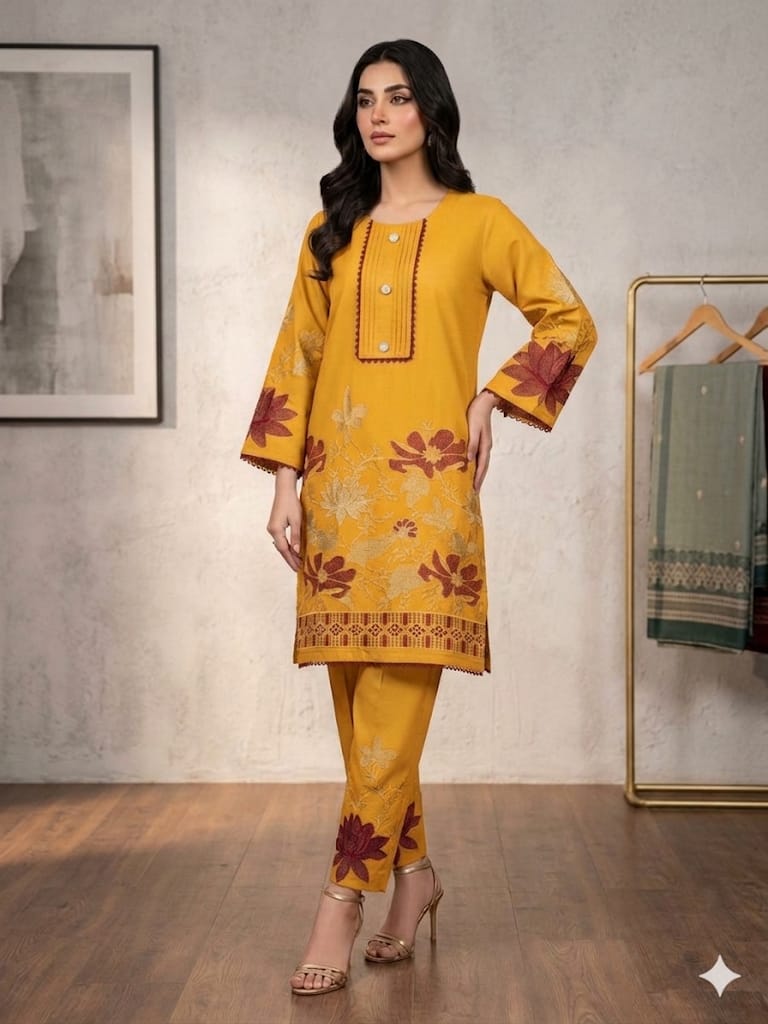 Embroidered 2-Piece Suit – Floral Appliqué Collection