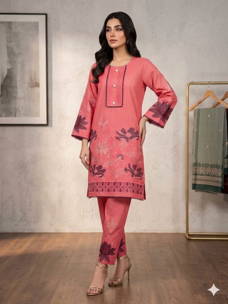 Embroidered 2-Piece Suit – Floral Appliqué Collection