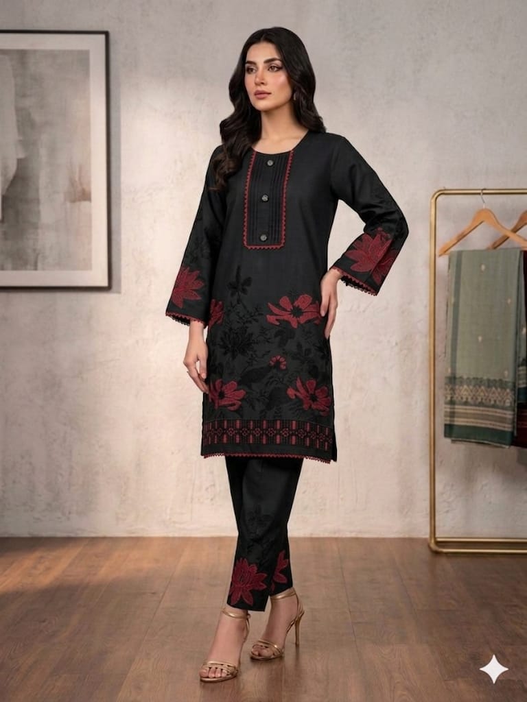 Embroidered 2-Piece Suit – Floral Appliqué Collection