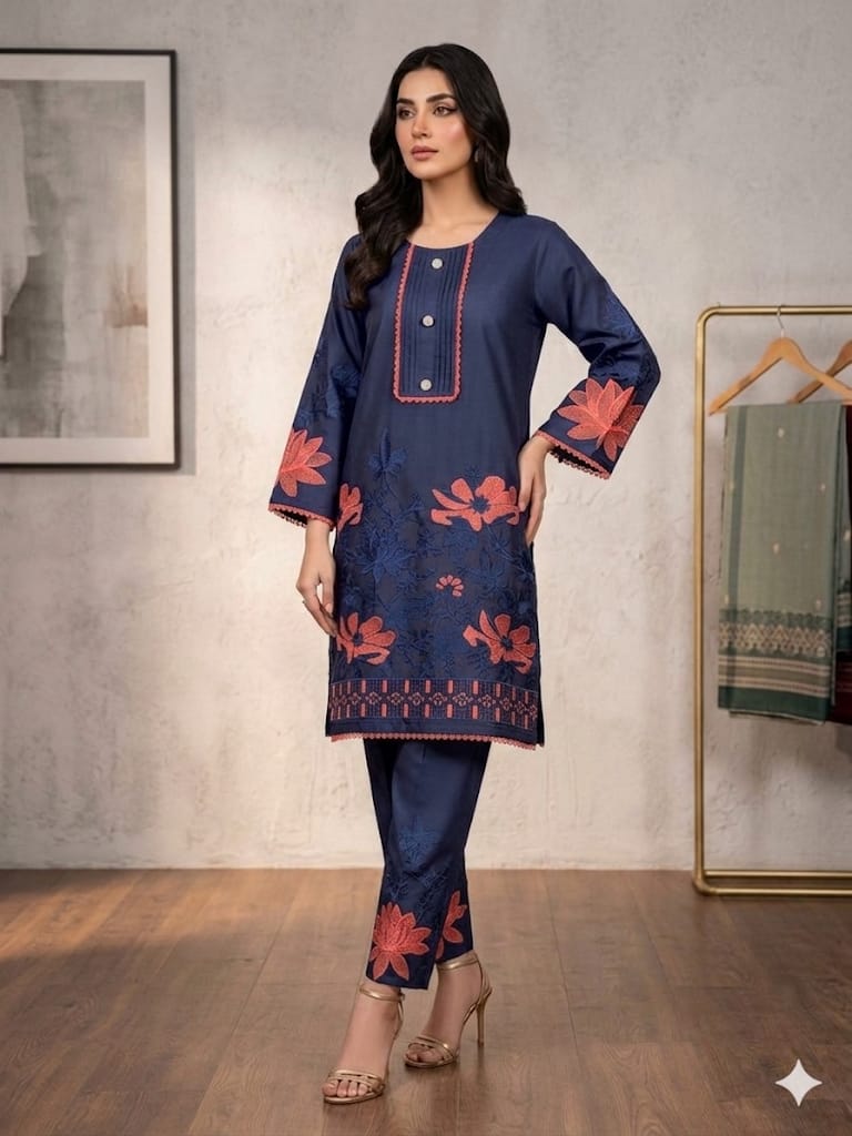 Embroidered 2-Piece Suit – Floral Appliqué Collection