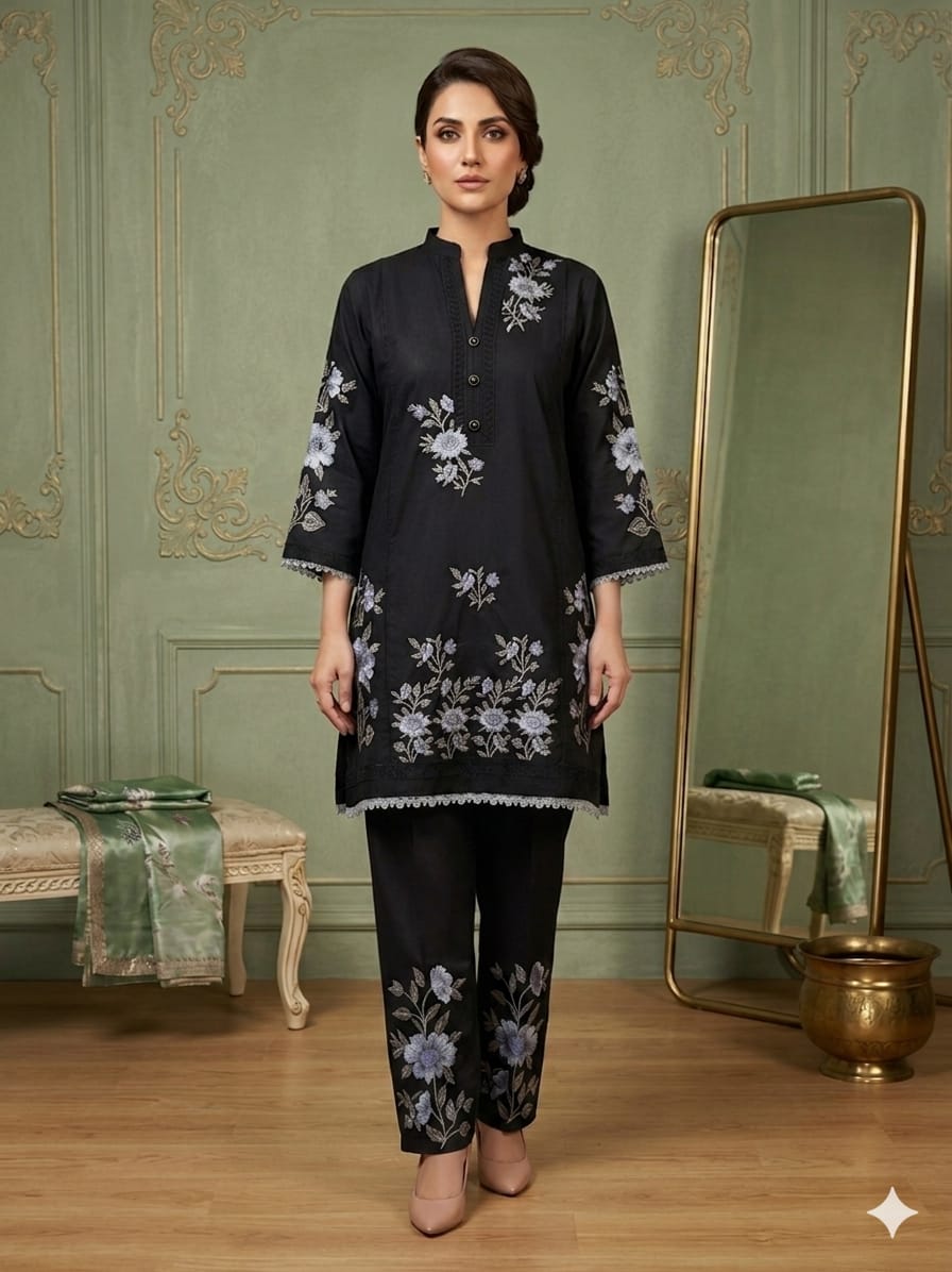 Classic Floral Embroidered Ready-to-Wear Sets 2 Piece Suits