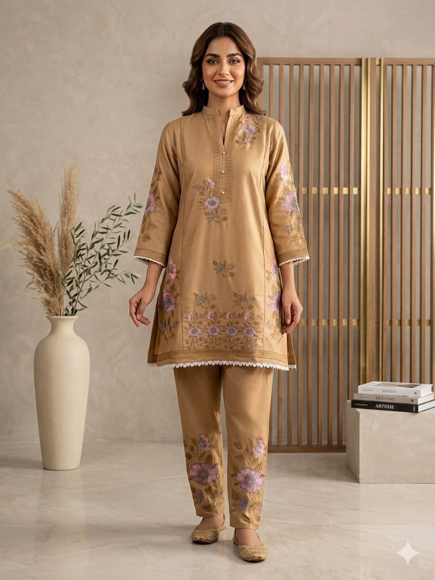 Classic Floral Embroidered Ready-to-Wear Sets 2 Piece Suits