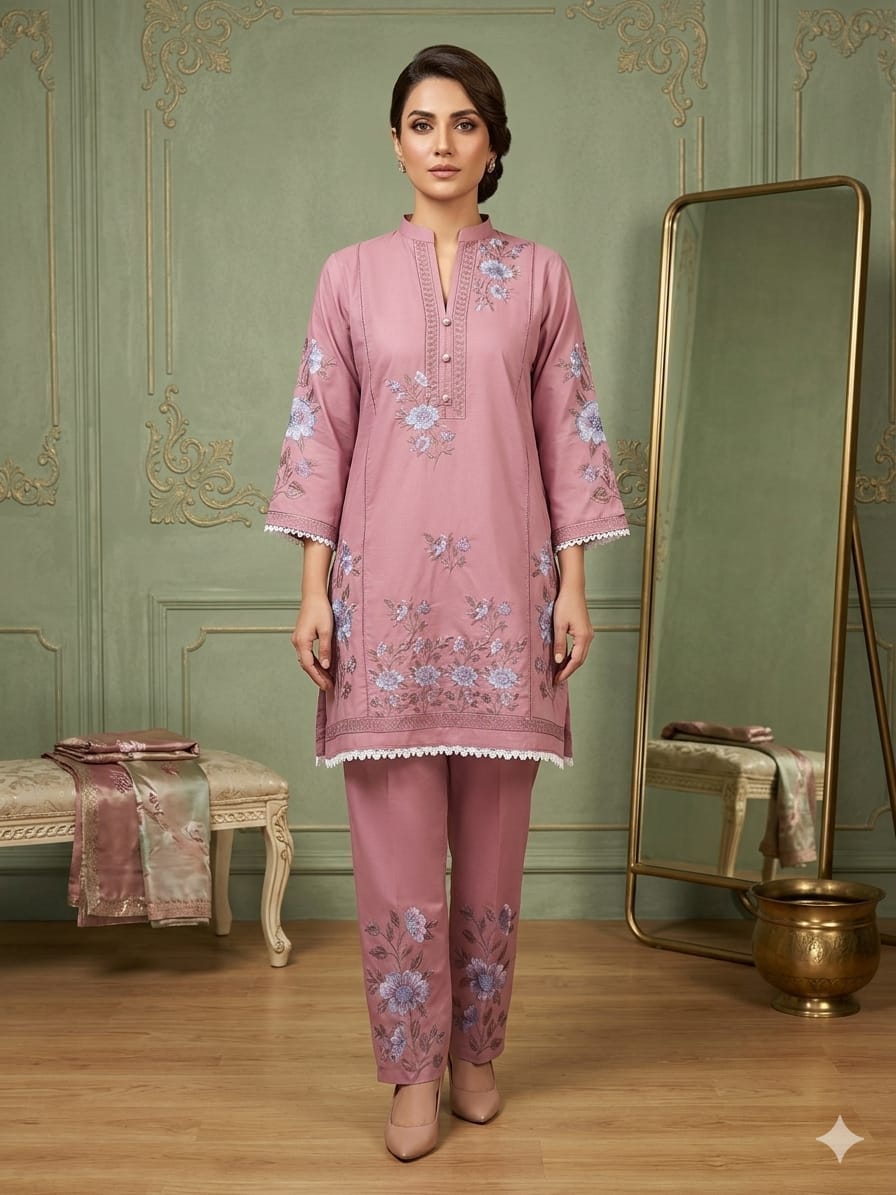 Classic Floral Embroidered Ready-to-Wear Sets 2 Piece Suits