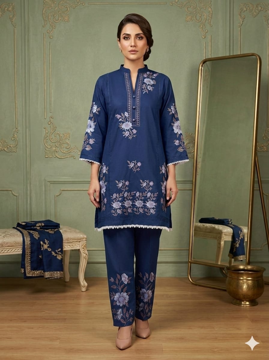 Classic Floral Embroidered Ready-to-Wear Sets 2 Piece Suits