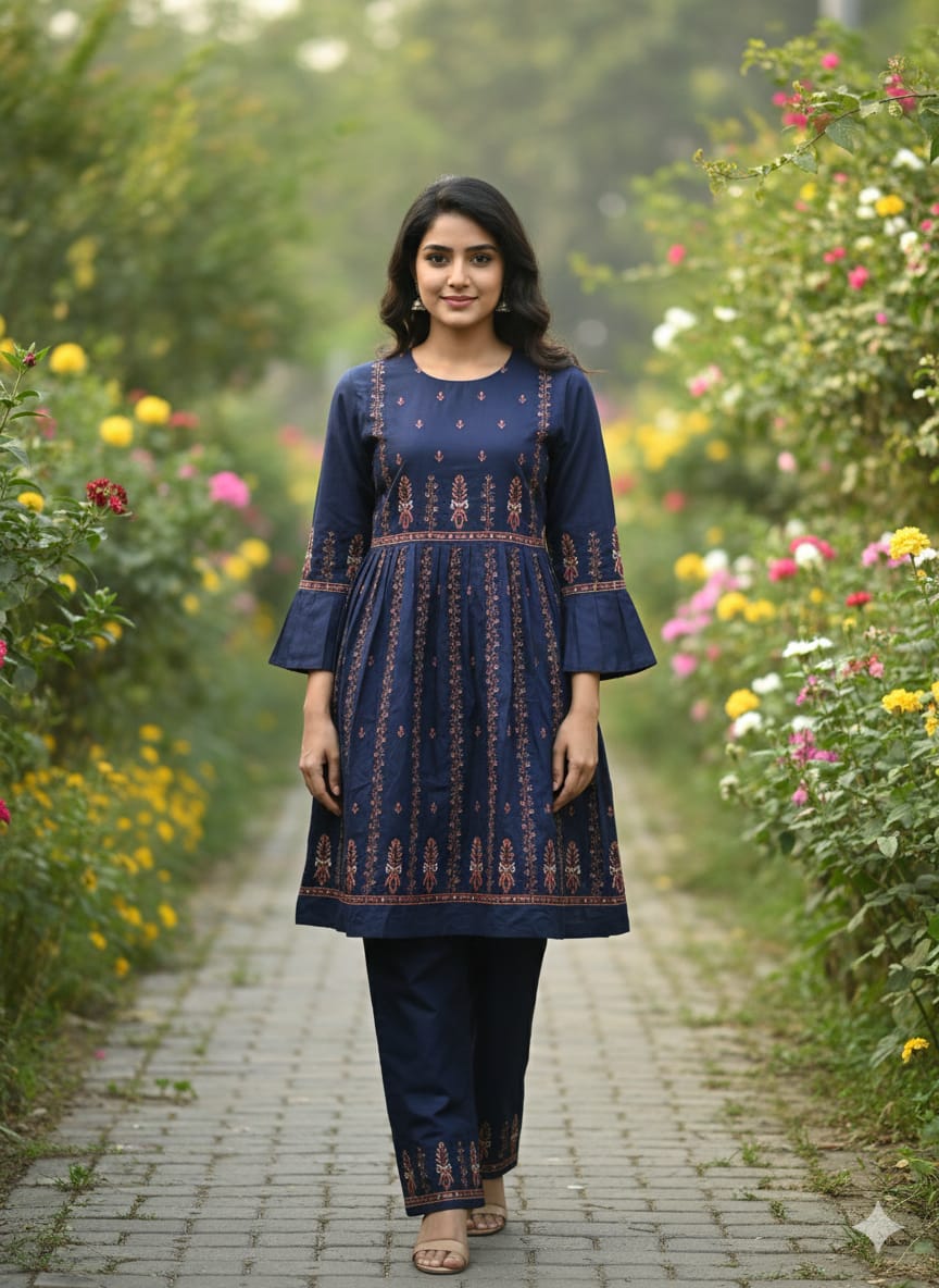 Summer Bloom: Hand-Embroidered Cotton 2-Piece Suits