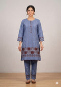 Ethnic Floral Embroidered Kurta & Trouser Set